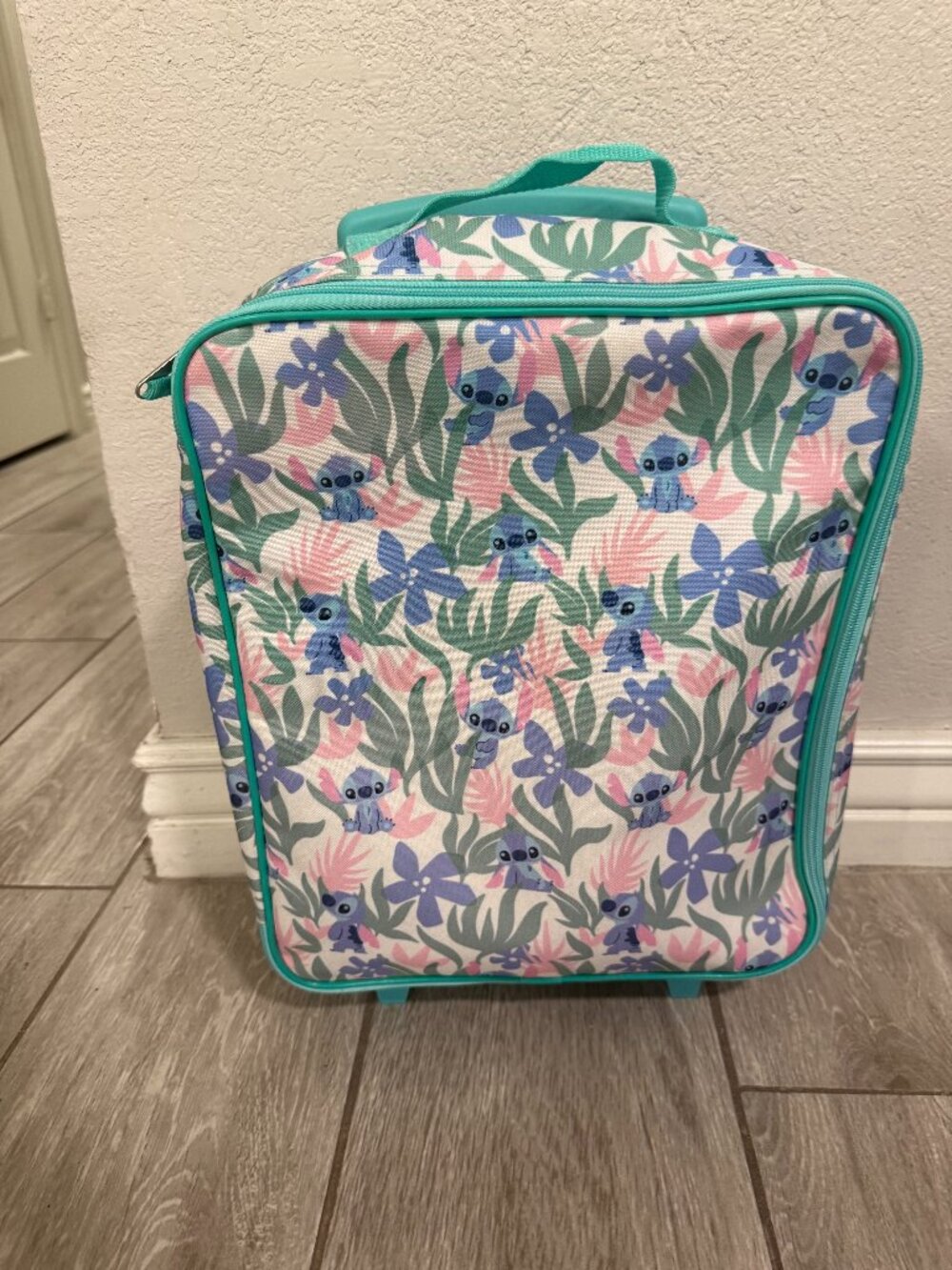 Disney Lilo & Stitch Tropical Floral Rolling Backpack Kids Luggage Teal